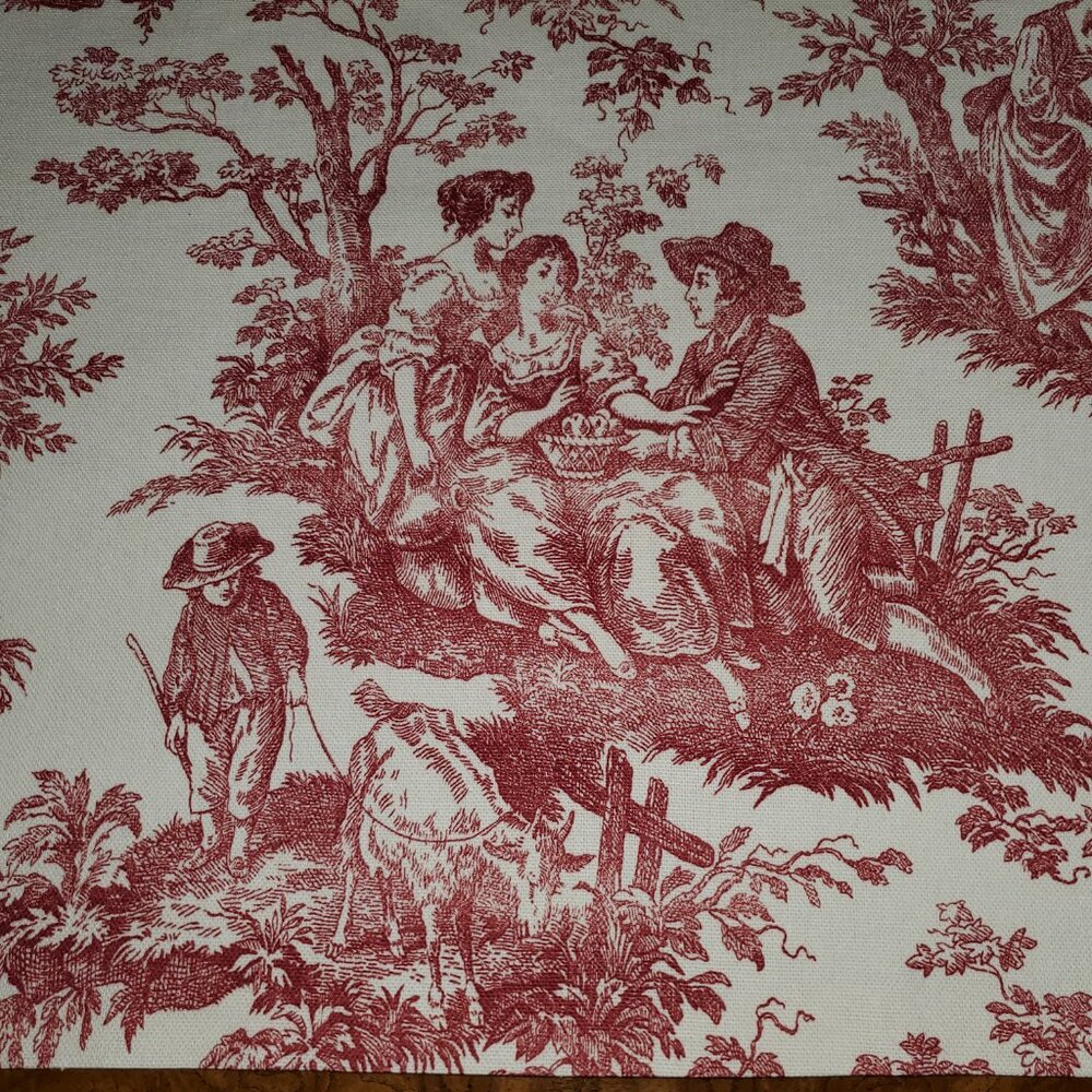 Table Runner, Waverly Country Life Red/Cream Toile, Lined, 54 x 16, Handcrafted - Picture 6 of 14